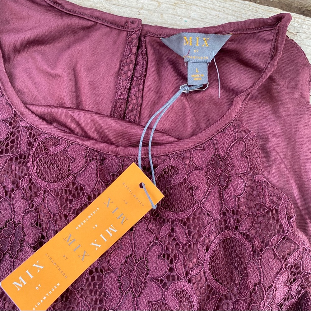 NWT mix by 41 hawthorn raspberry red lace dress - Picture 4 of 8